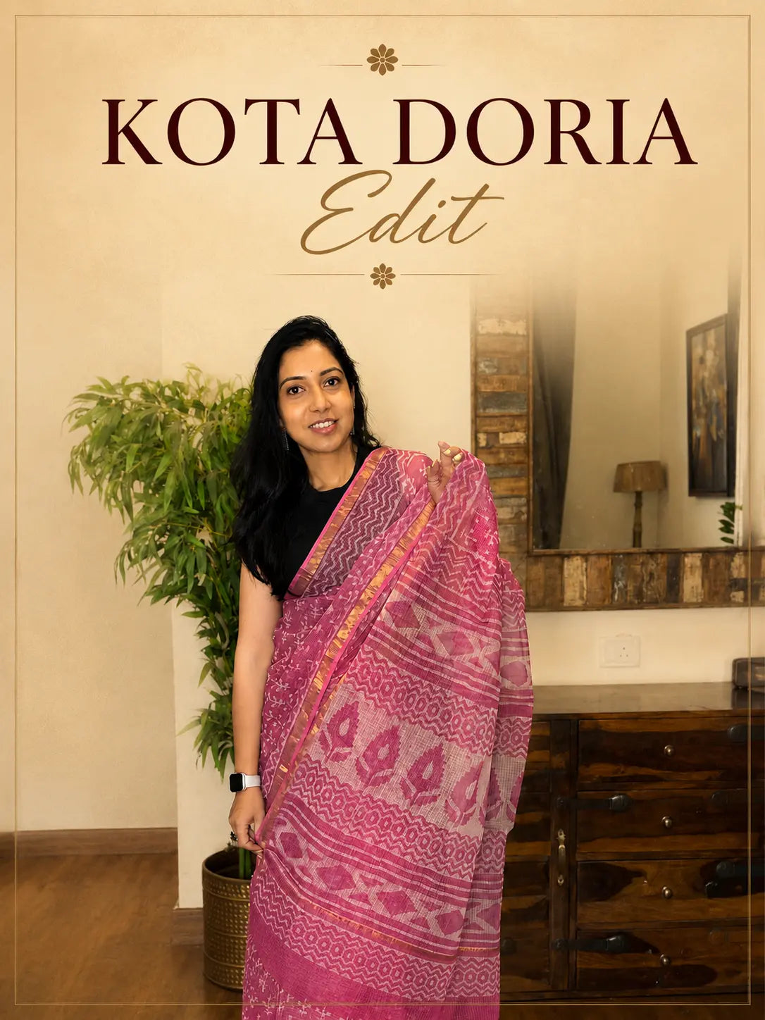 Lightweight Kota Doria sarees featuring elegant weave and airy comfort