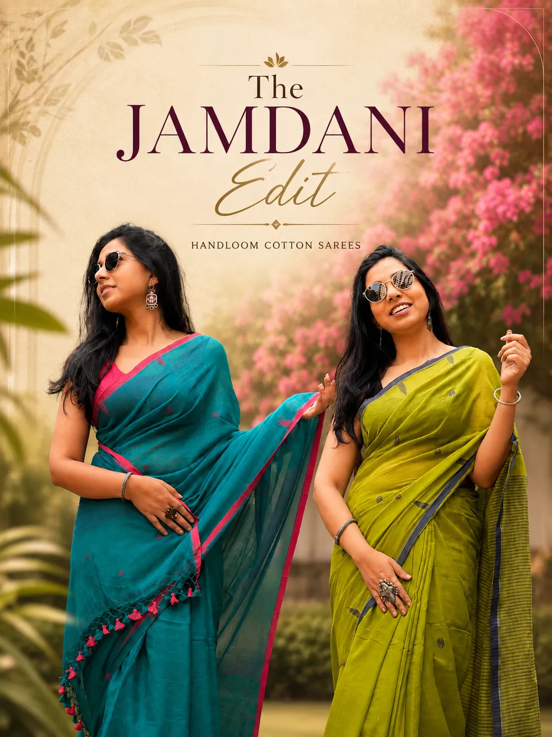 Handwoven cotton Jamdani saree collectionwith traditional woven motifs