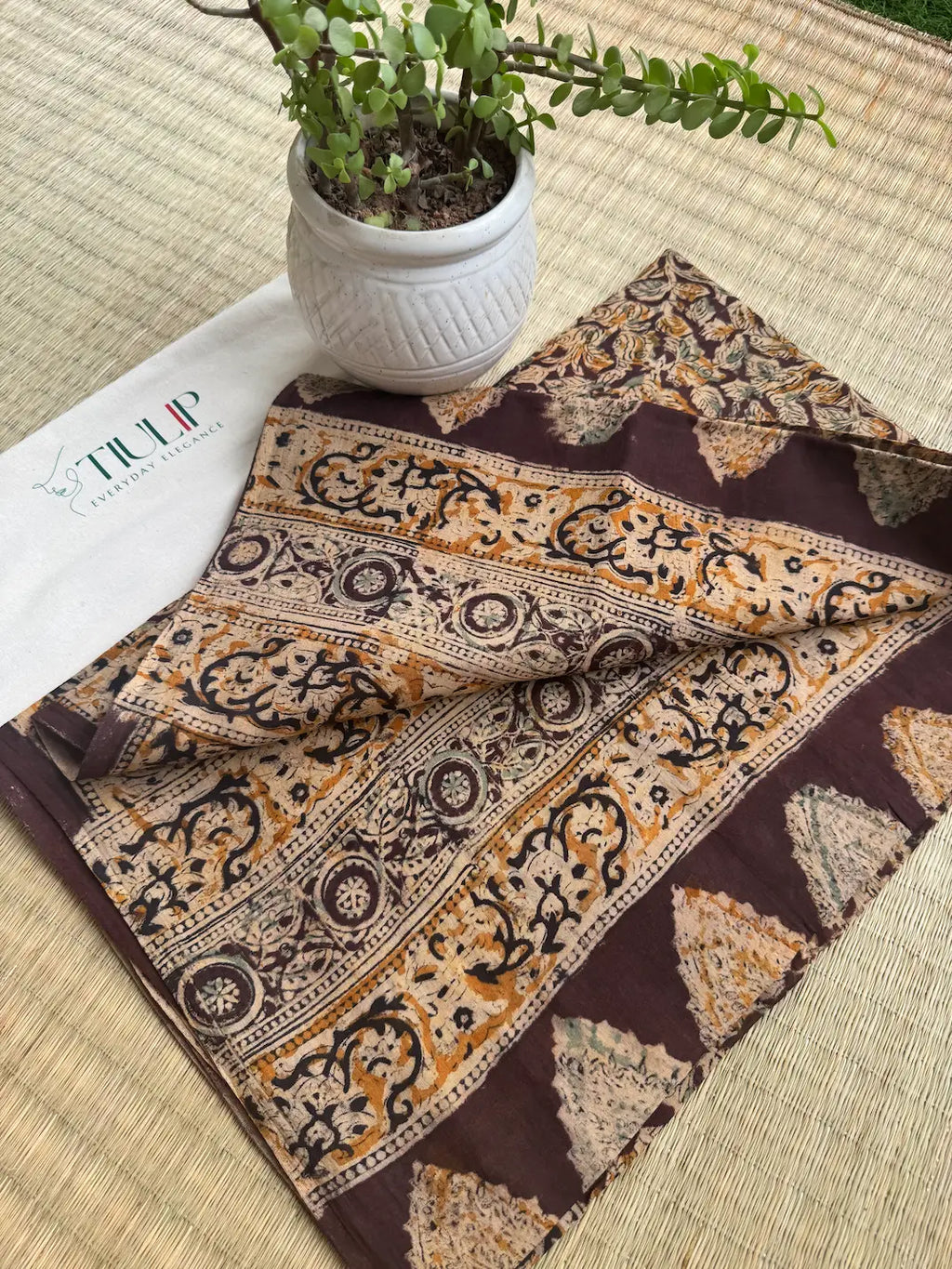 Hand-block Cotton Kalamkari – Dharalekha