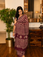 Hand-block Cotton Saree – Ruby Weave