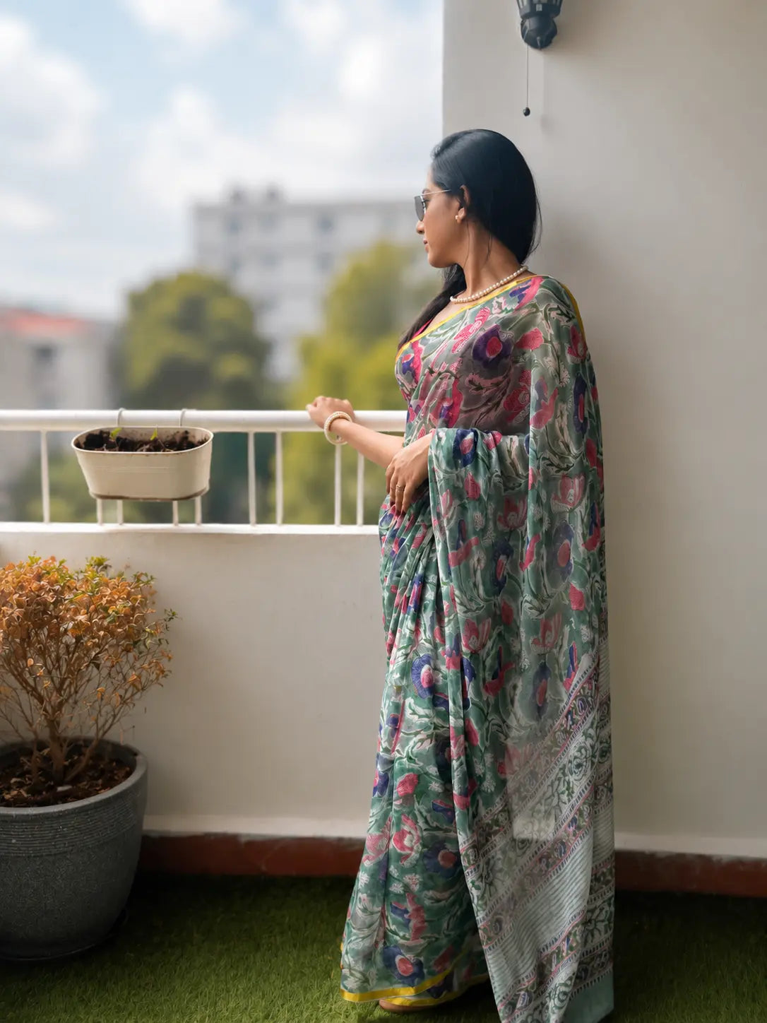 Chiffon Saree-Spring Blossom