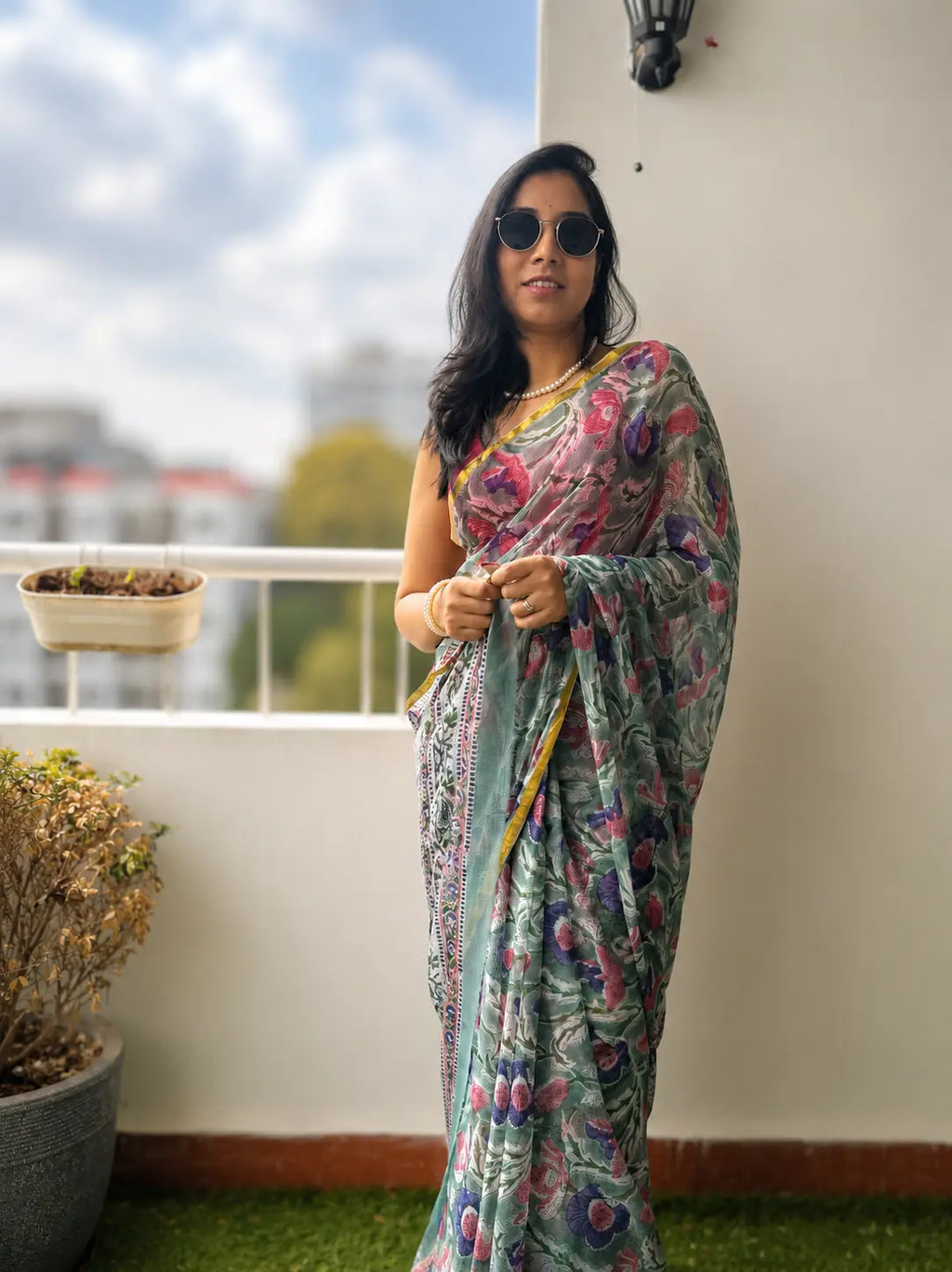 Chiffon Saree-Spring Blossom