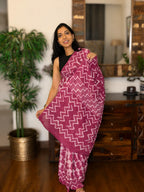 Blush Melody pure hand block printed pink cotton saree in soft breathable cotton for office wear and everyday elegance