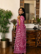 Hand-block Cotton Saree – Blush Melody