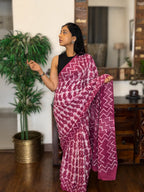 Hand-block Cotton Saree – Blush Melody