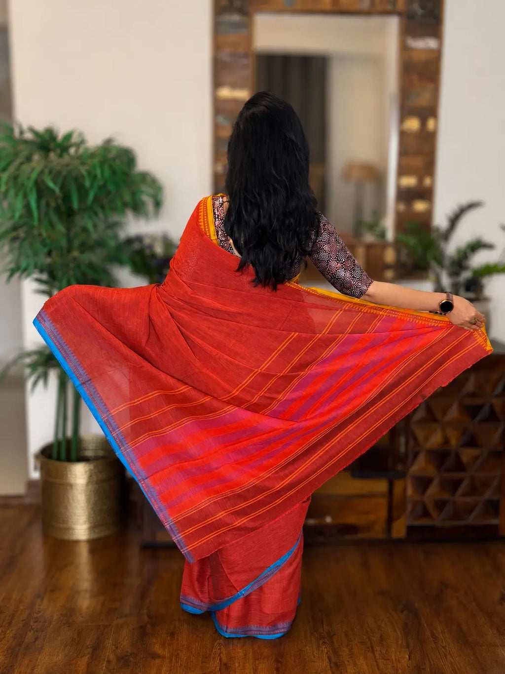 Handwoven Dhaniakhali – Kumkum