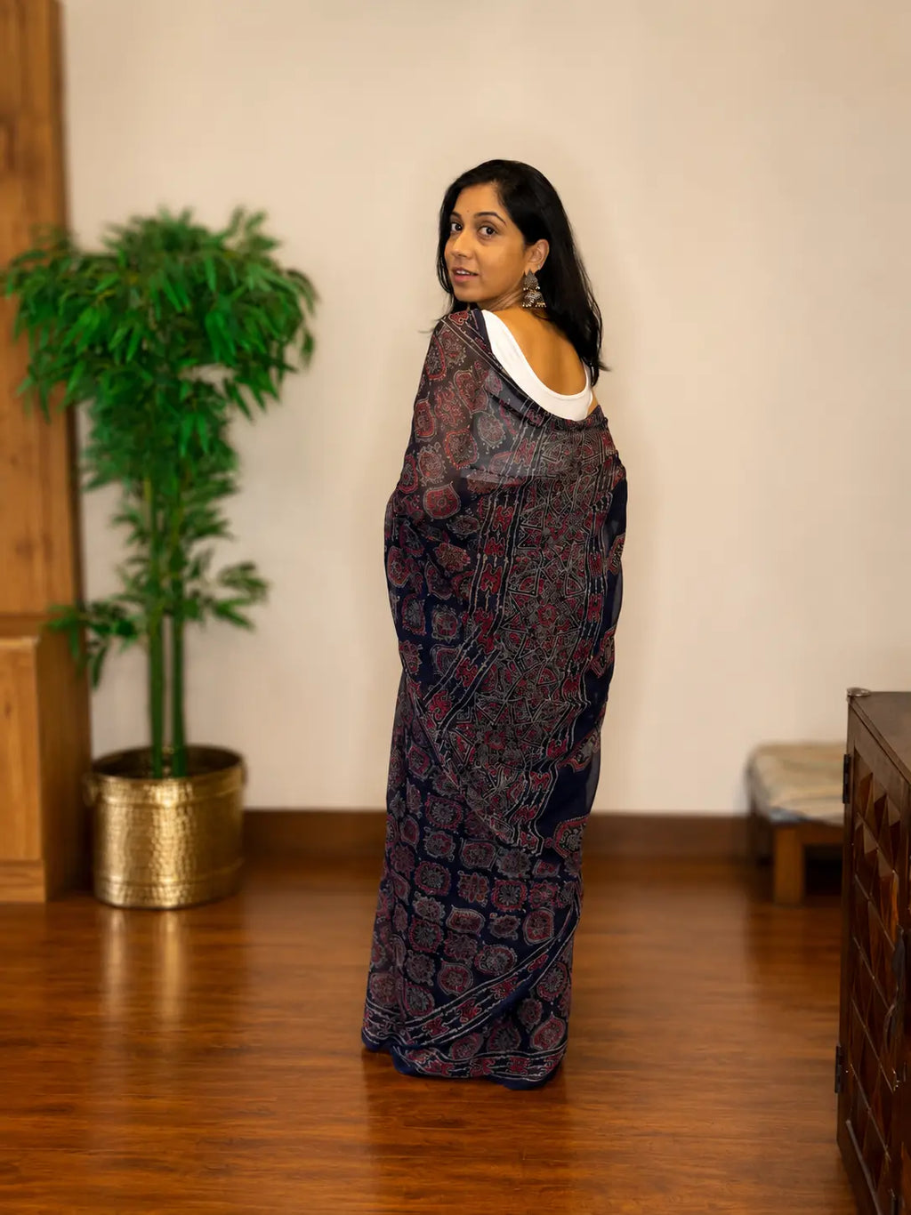 Chiffon Saree-Midnight Mist Black