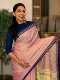 Madhabi pure handwoven pastel pink and yellow Dhaniakhali cotton saree in soft breathable cotton for office wear, festive mornings, and everyday elegance