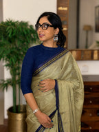 Dharini pure handwoven green grey Dhaniakhali cotton saree in soft breathable cotton for office wear, festive mornings, and everyday elegance