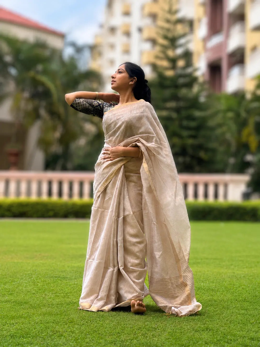 TIULIP Moonlight Gold Tissue Saree in white and gold for weddings and festive occasions