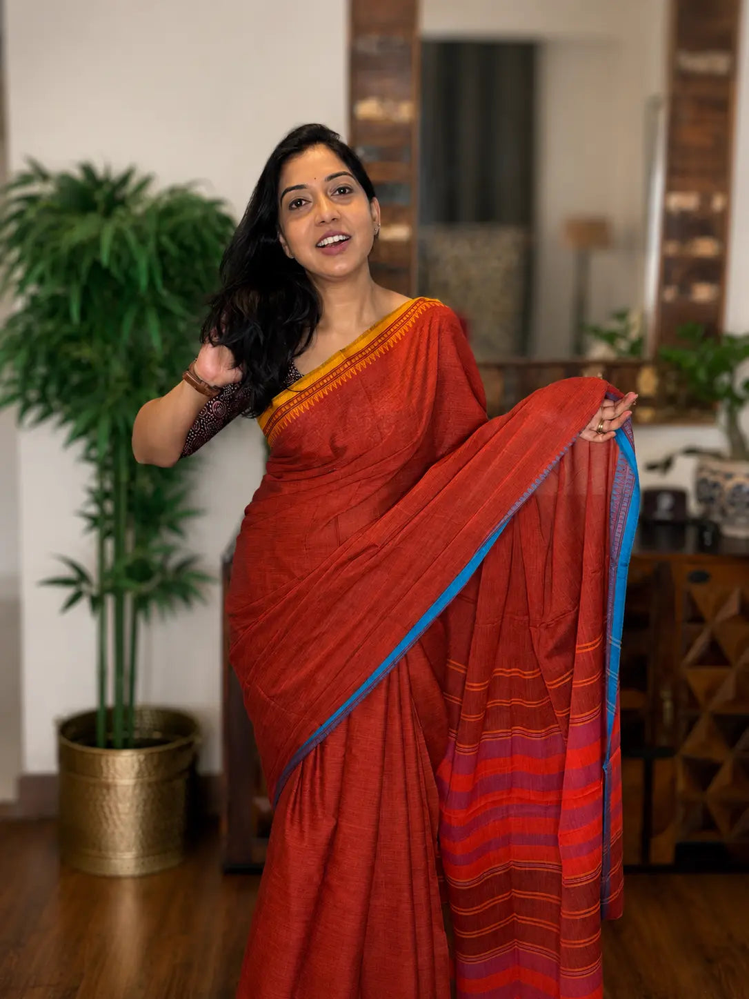 Handwoven Dhaniakhali – Kumkum