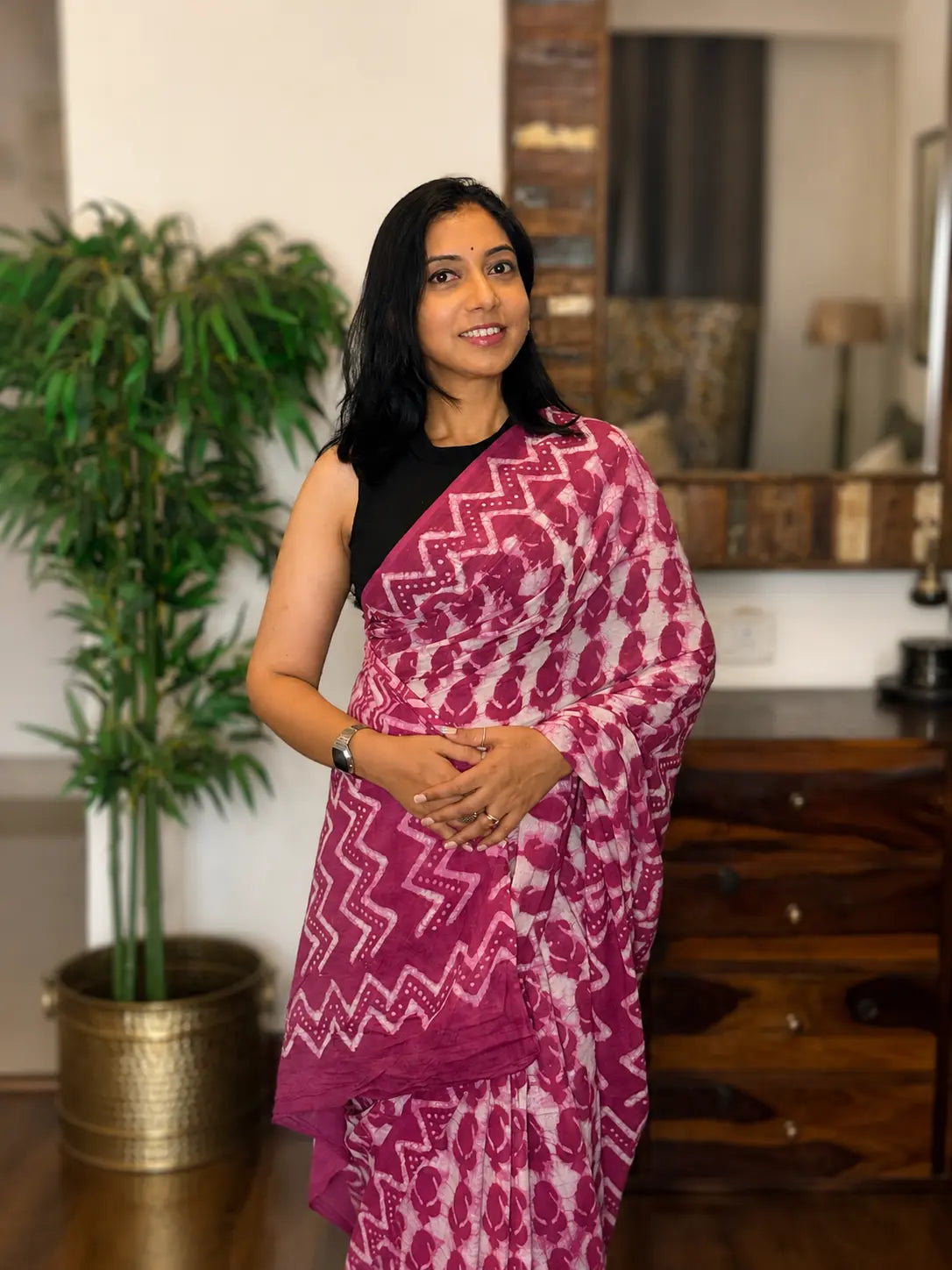 Blush Melody pure hand block printed pink cotton saree in soft breathable cotton for office wear and everyday elegance