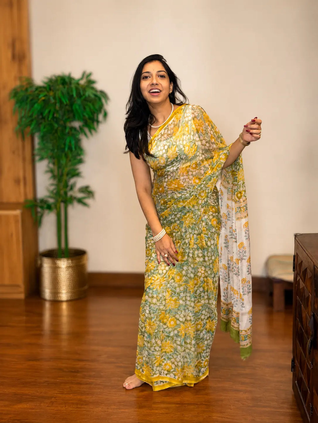 Chiffon Saree-Sunlit Petals