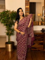 Hand-block Cotton Saree – Ruby Weave