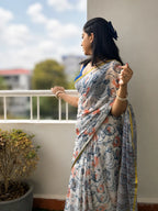 Chiffon Saree-Azure Bloom