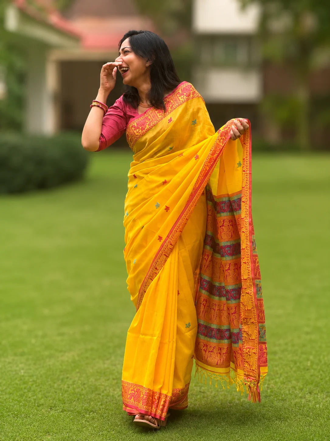 Handwoven Cotton Baluchuri – Basanti