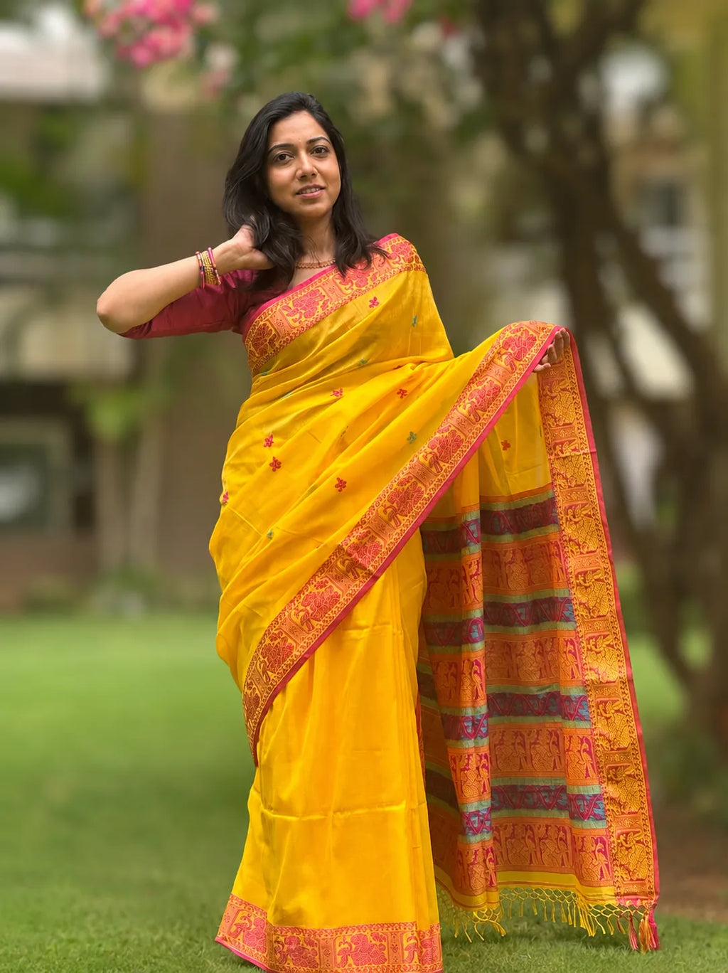 Handwoven Cotton Baluchuri – Basanti