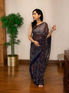 Chiffon Saree-Midnight Mist Black