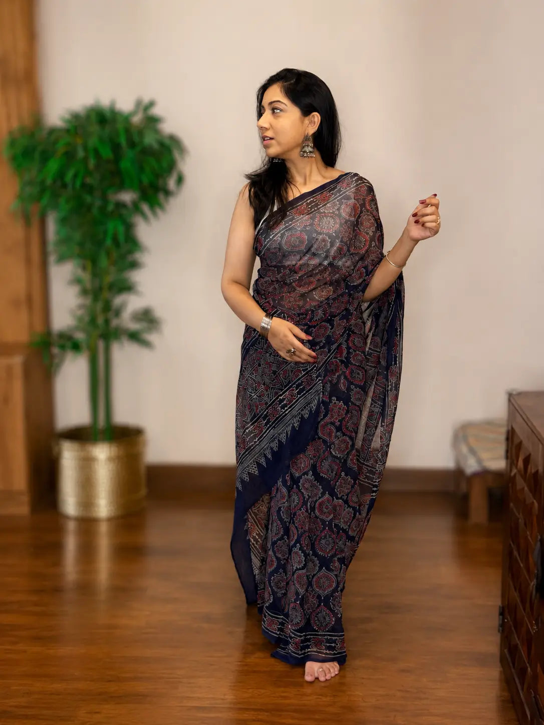Chiffon Saree-Midnight Mist Black
