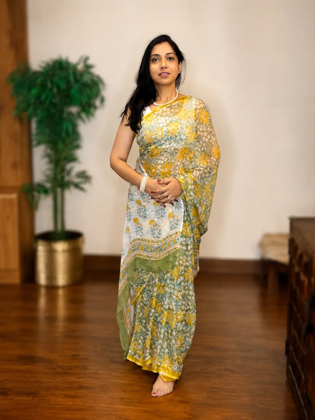 Chiffon Saree-Sunlit Petals