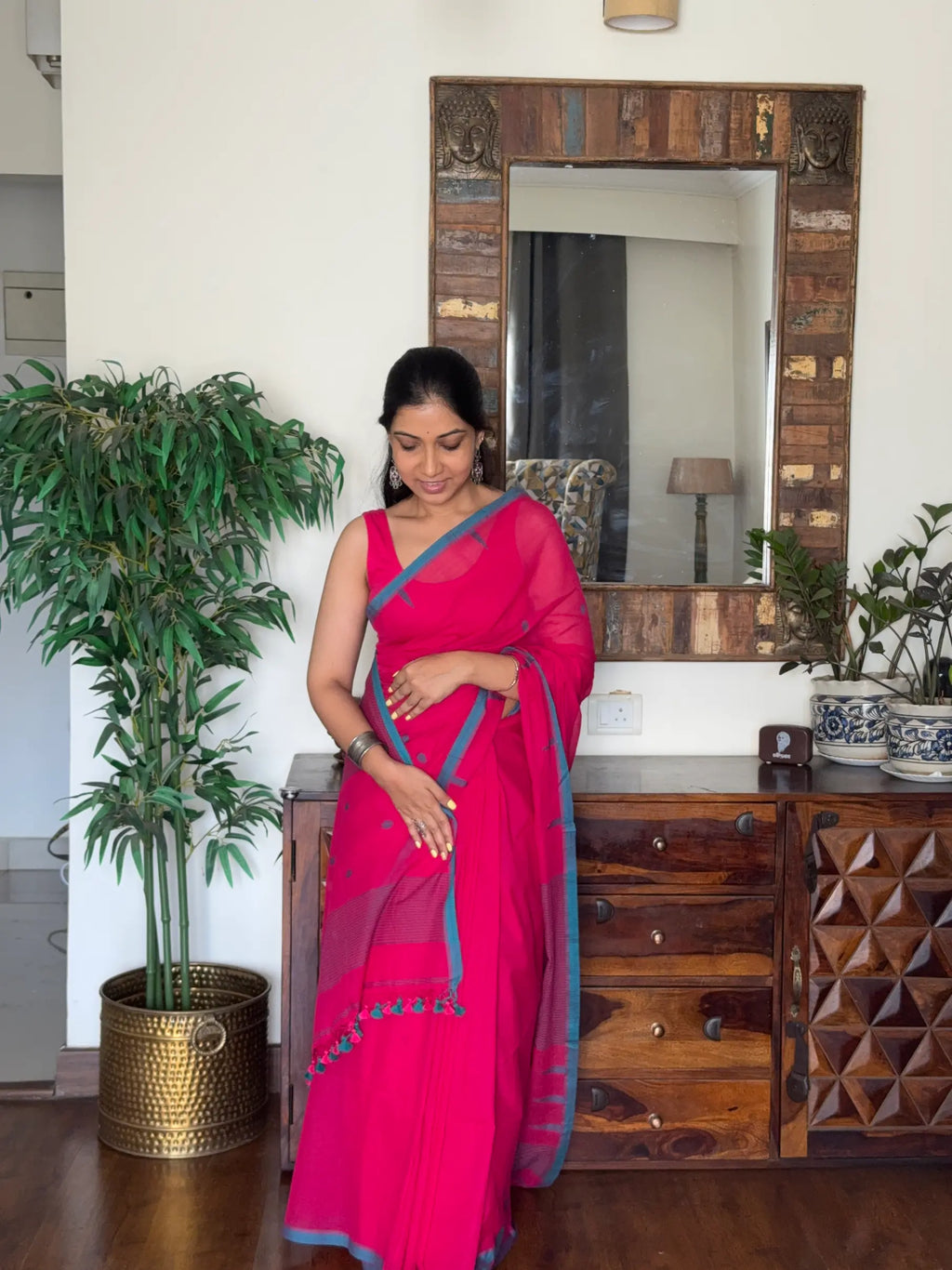 Handwoven Cotton Jamdani Saree – Roohani
