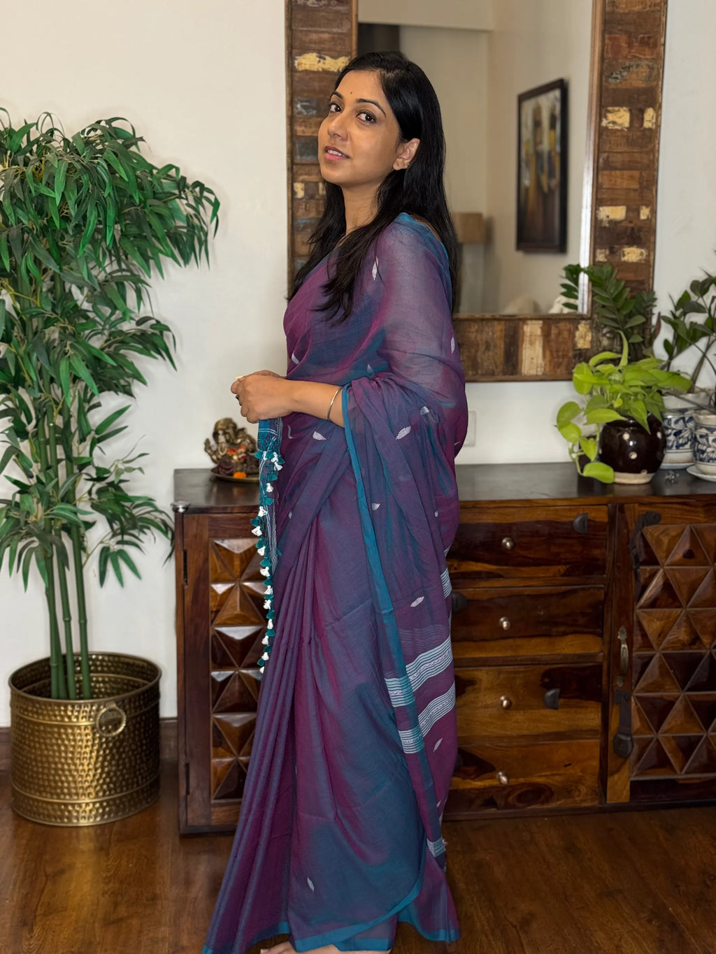 Handwoven Cotton Jamdani Saree – Neeljamuni