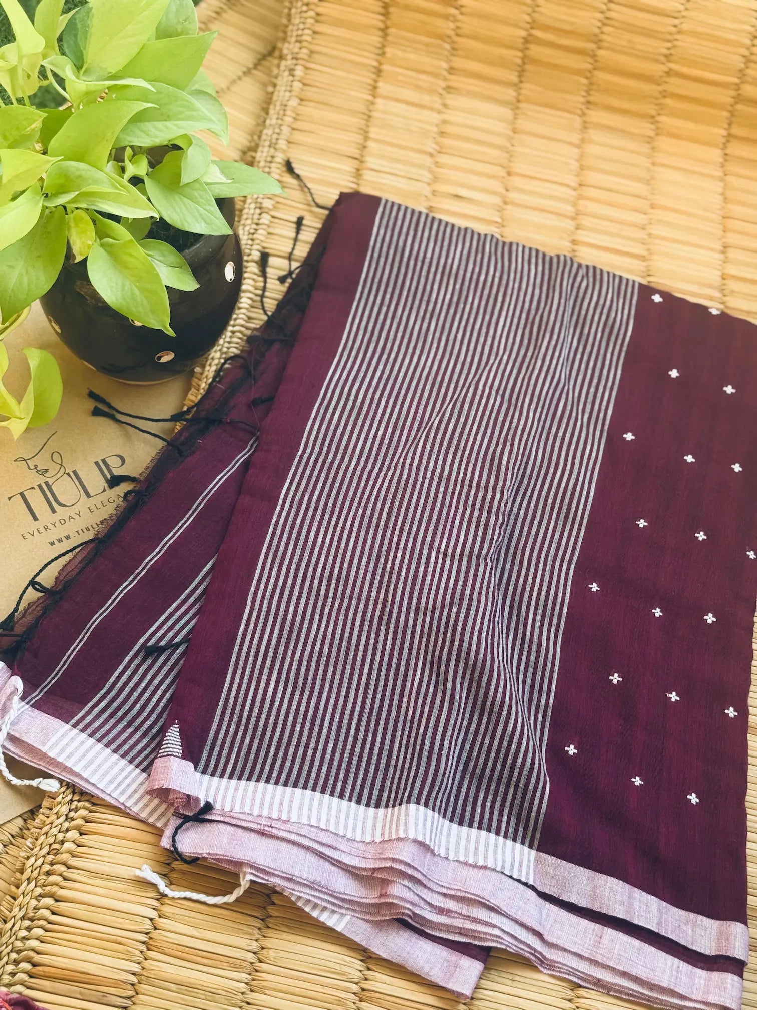 Handwoven Cotton Jamdani Saree – Indumati