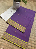 Sohini purple handwoven Dhaniakhali cotton saree from Bengal with a lightweight and breathable traditional drape