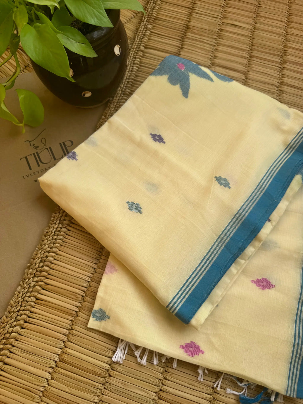 Handwoven Cotton Jamdani Saree – Neel Tara