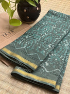 Hand-block Cotton Saree – Forest Grace