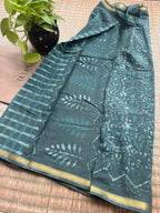 Hand-block Cotton Saree – Forest Grace