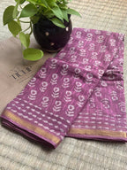Hand-block Cotton Saree – Rose Whisper