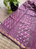 Hand-block Cotton Saree – Rose Whisper