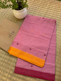 Parul pure handwoven pink Dhaniakhali cotton saree in soft breathable cotton for office wear, festive mornings, and everyday elegance