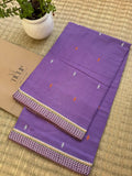 Charumati pure handwoven purple Dhaniakhali cotton saree in soft breathable cotton for office wear, festive mornings, and everyday elegance