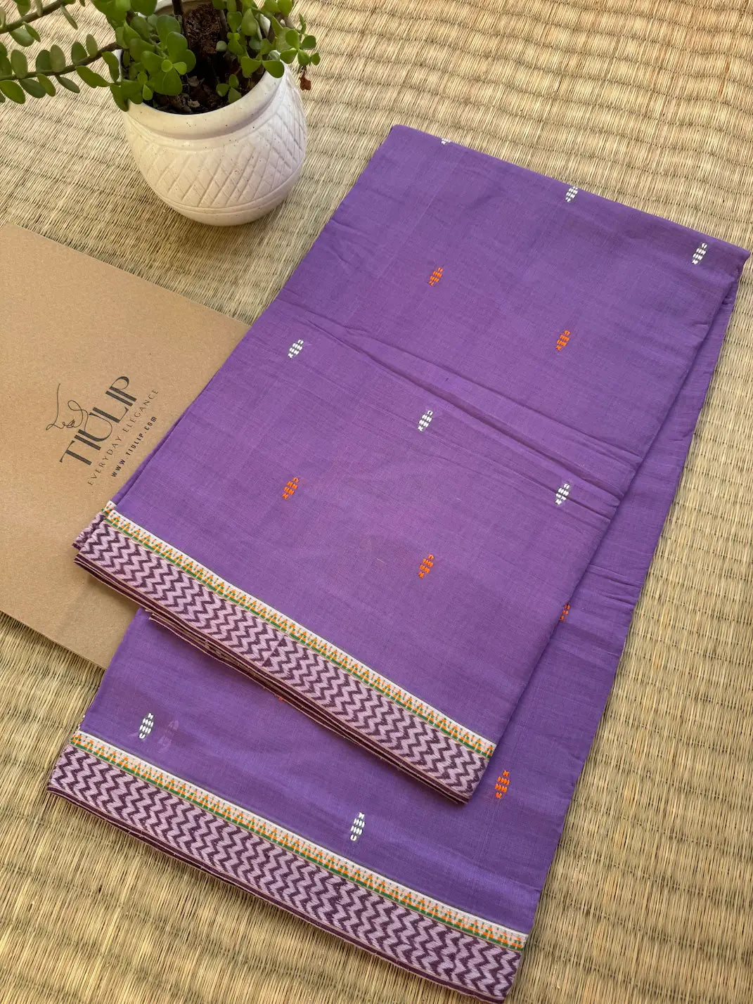 Charumati pure handwoven purple Dhaniakhali cotton saree in soft breathable cotton for office wear, festive mornings, and everyday elegance