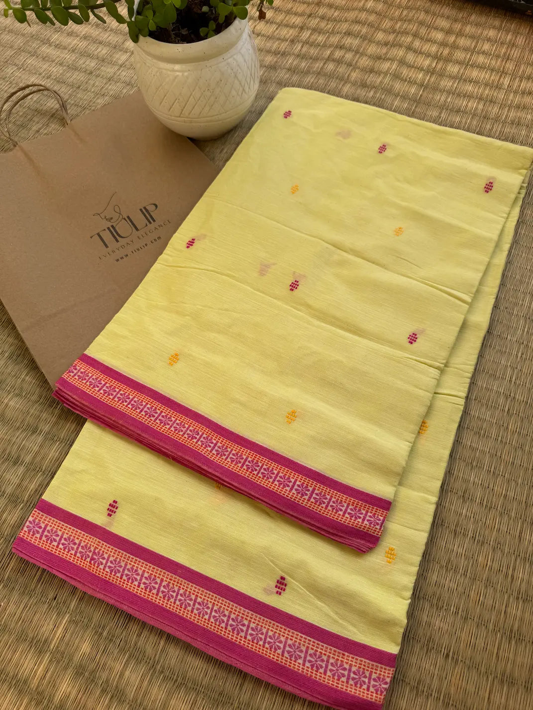 Swarnali pure handwoven yellow Dhaniakhali cotton saree in soft breathable cotton for office wear, festive mornings, and everyday elegance