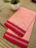 Kumudini pure handwoven orangish cream Dhaniakhali cotton saree in soft breathable cotton for office wear, festive mornings, and everyday elegance