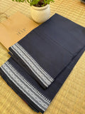 Nishigandha pure handwoven deep navy blue Dhaniakhali cotton saree in soft breathable cotton for office wear, festive mornings, and everyday elegance