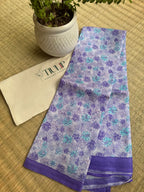 Rajnandini pure handwoven violet floral Murshidabad silk saree with a soft lustrous finish and elegant floral design for weddings and festive occasions
