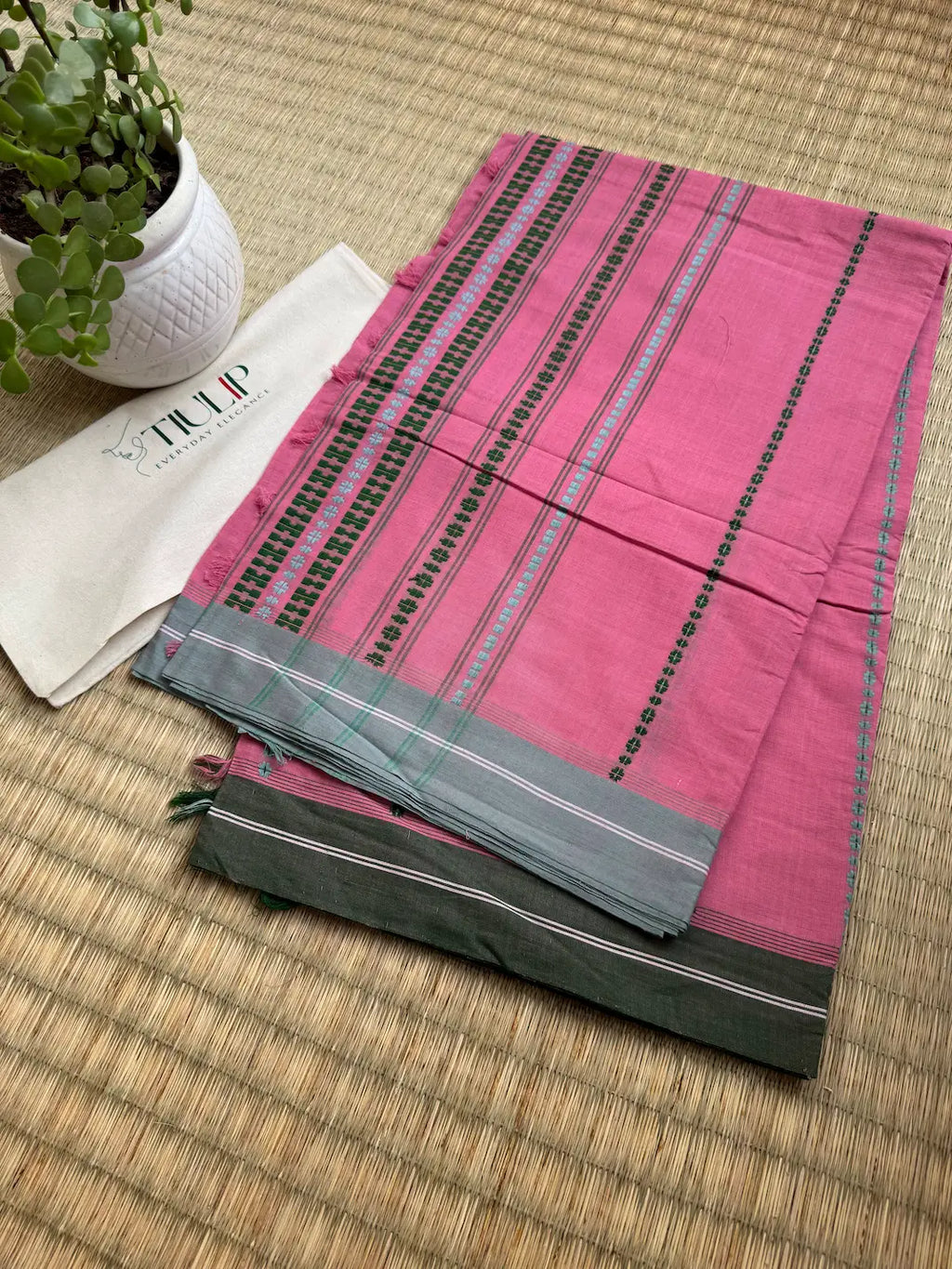 Madhurima pure handwoven pink Begampuri cotton saree in soft breathable Bengal handloom cotton for office wear and everyday elegance